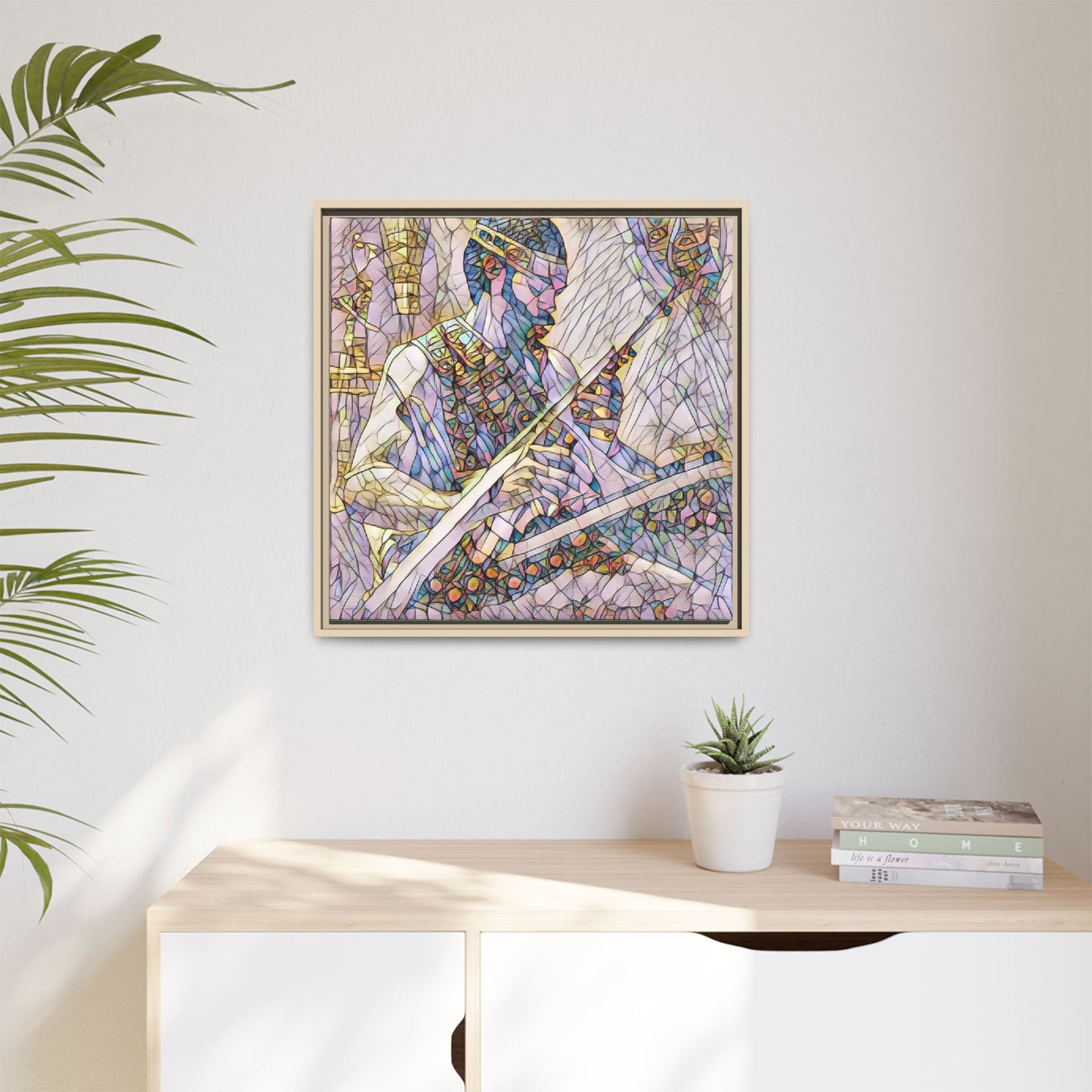Framed Matte Canvas — Abstract Musician Stained-Glass Art Print