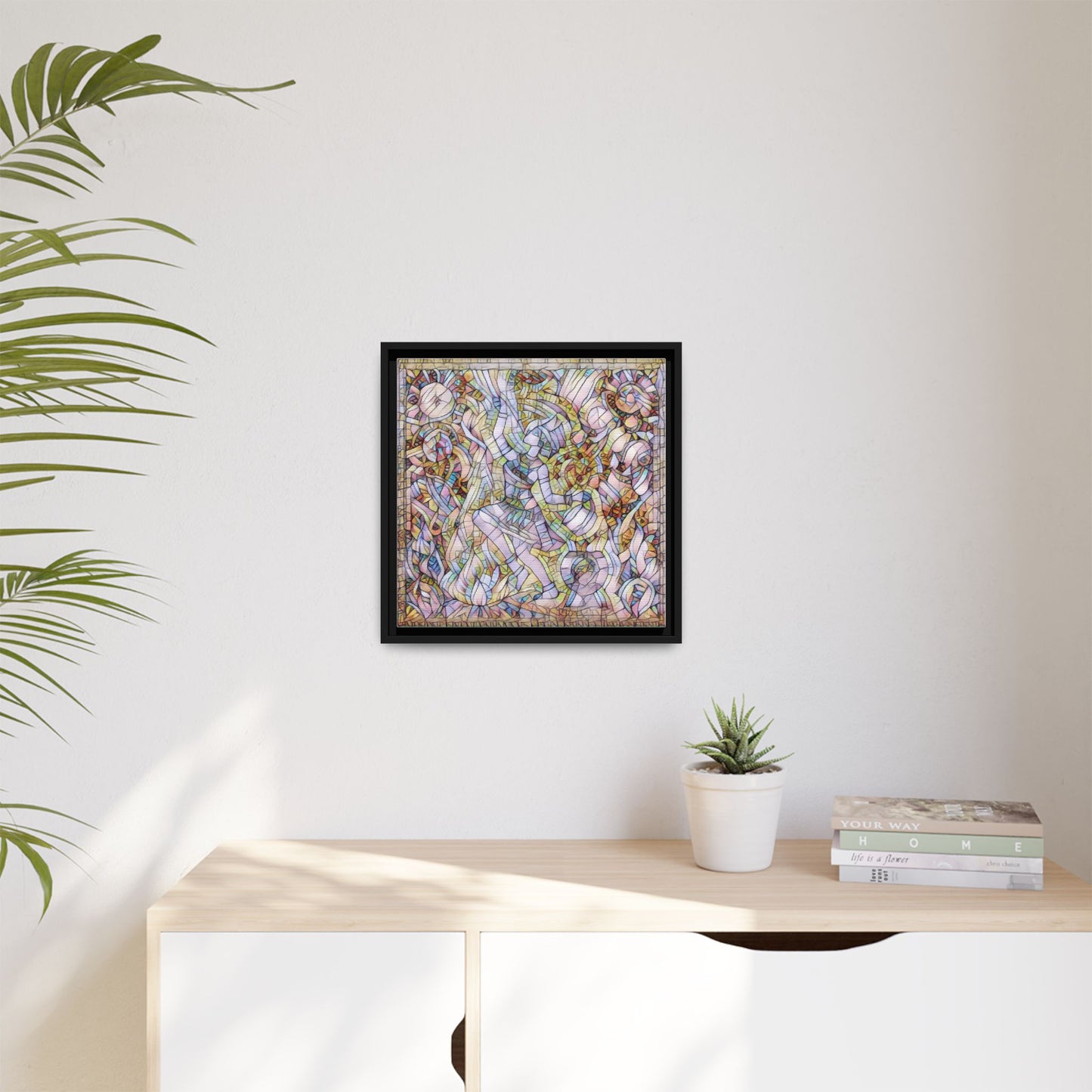 Abstract Stained Glass Dance Matte Framed Canvas