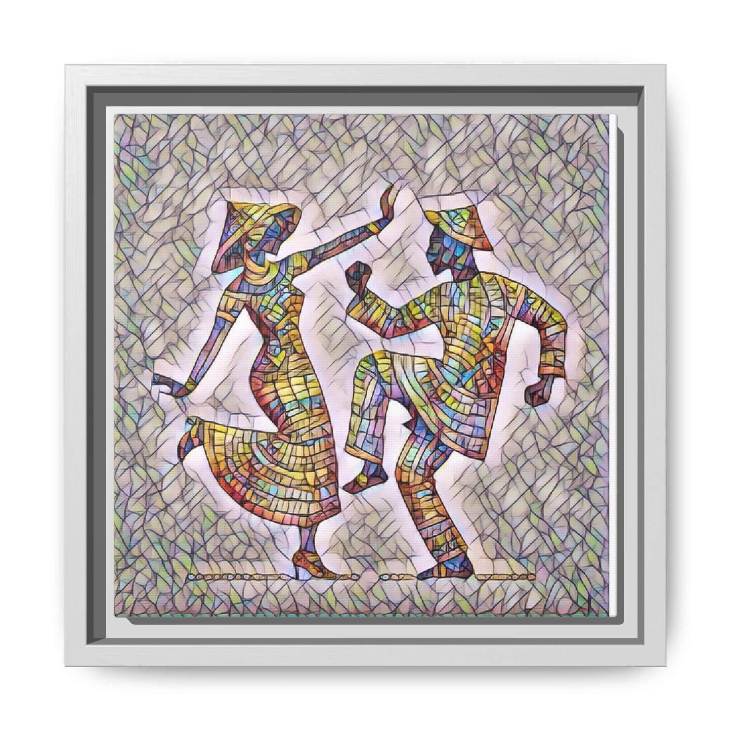 Colorful Folk Dance Matte Canvas Print (Framed)