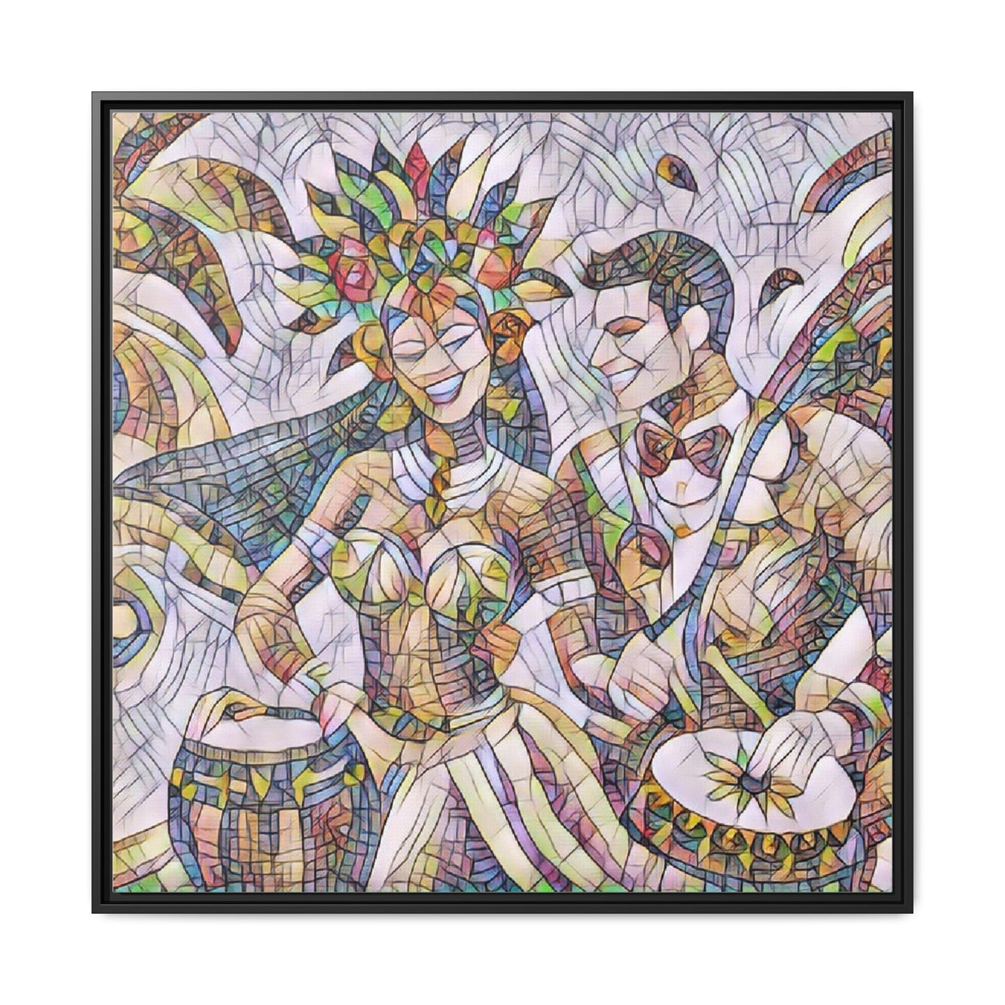Carnival Samba Dancers Framed Canvas Art — Colorful Brazilian Festival Wall Decor