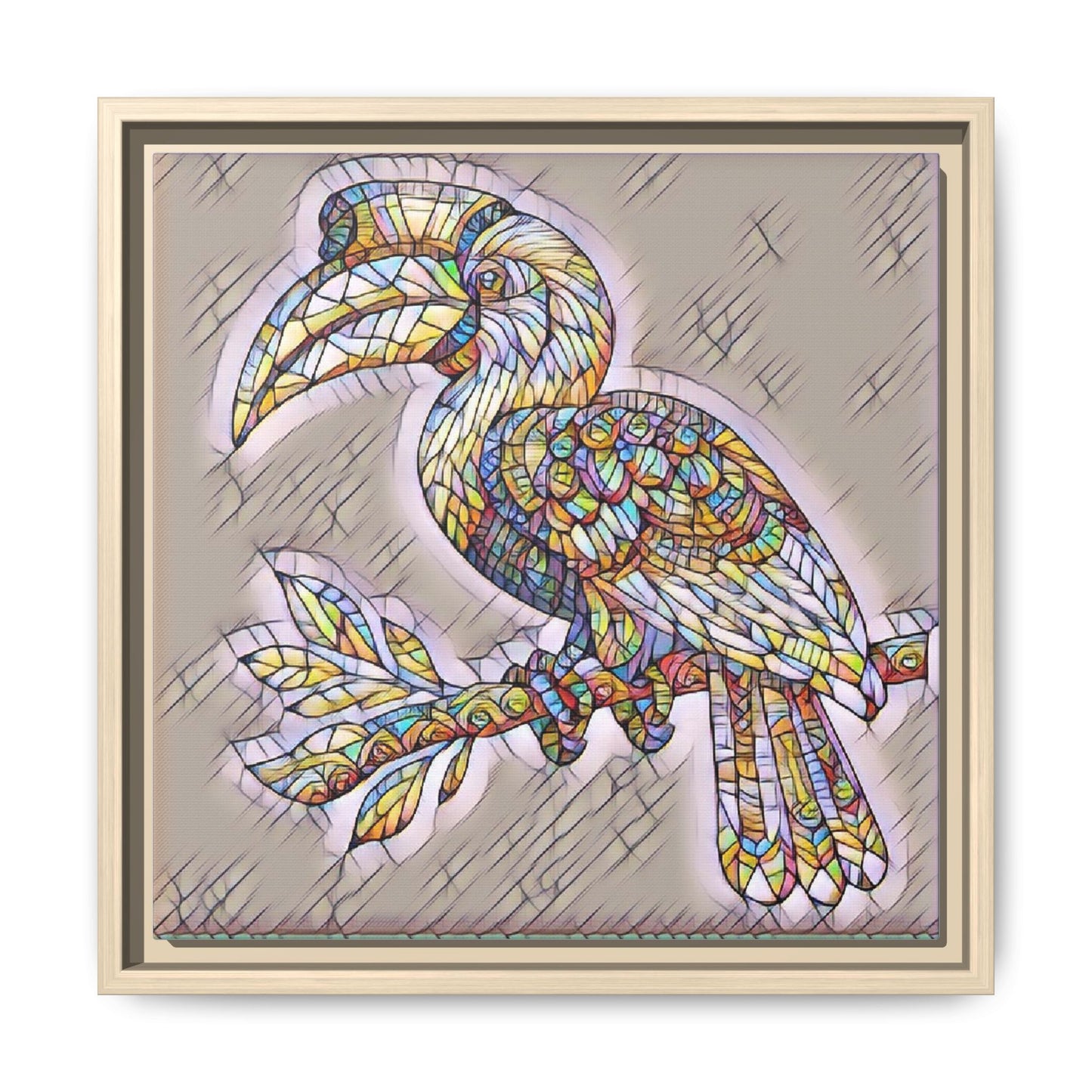 Colorful Stained Glass Toucan Matte Canvas Framed Wall Art