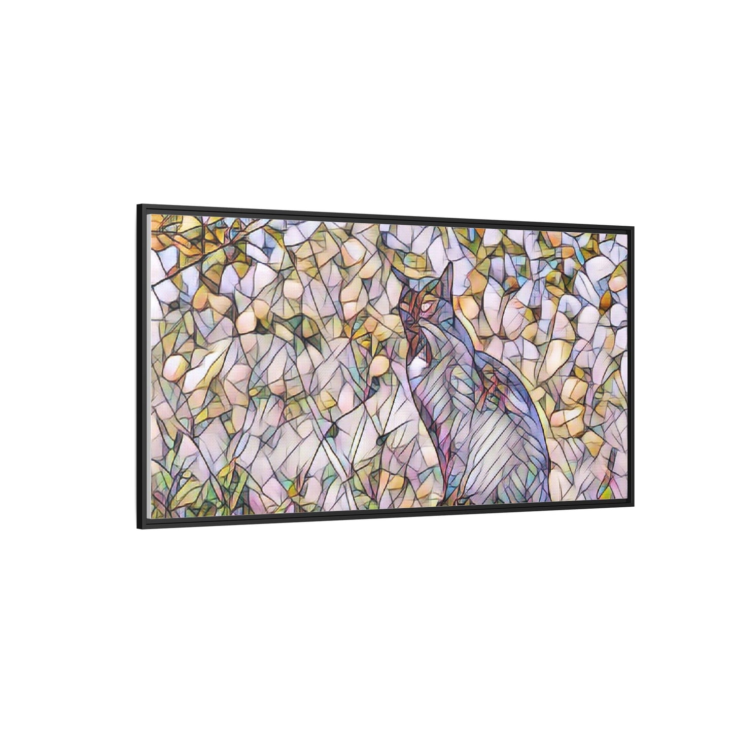 Framed Canvas Art - Stained Glass Heron Nature Print