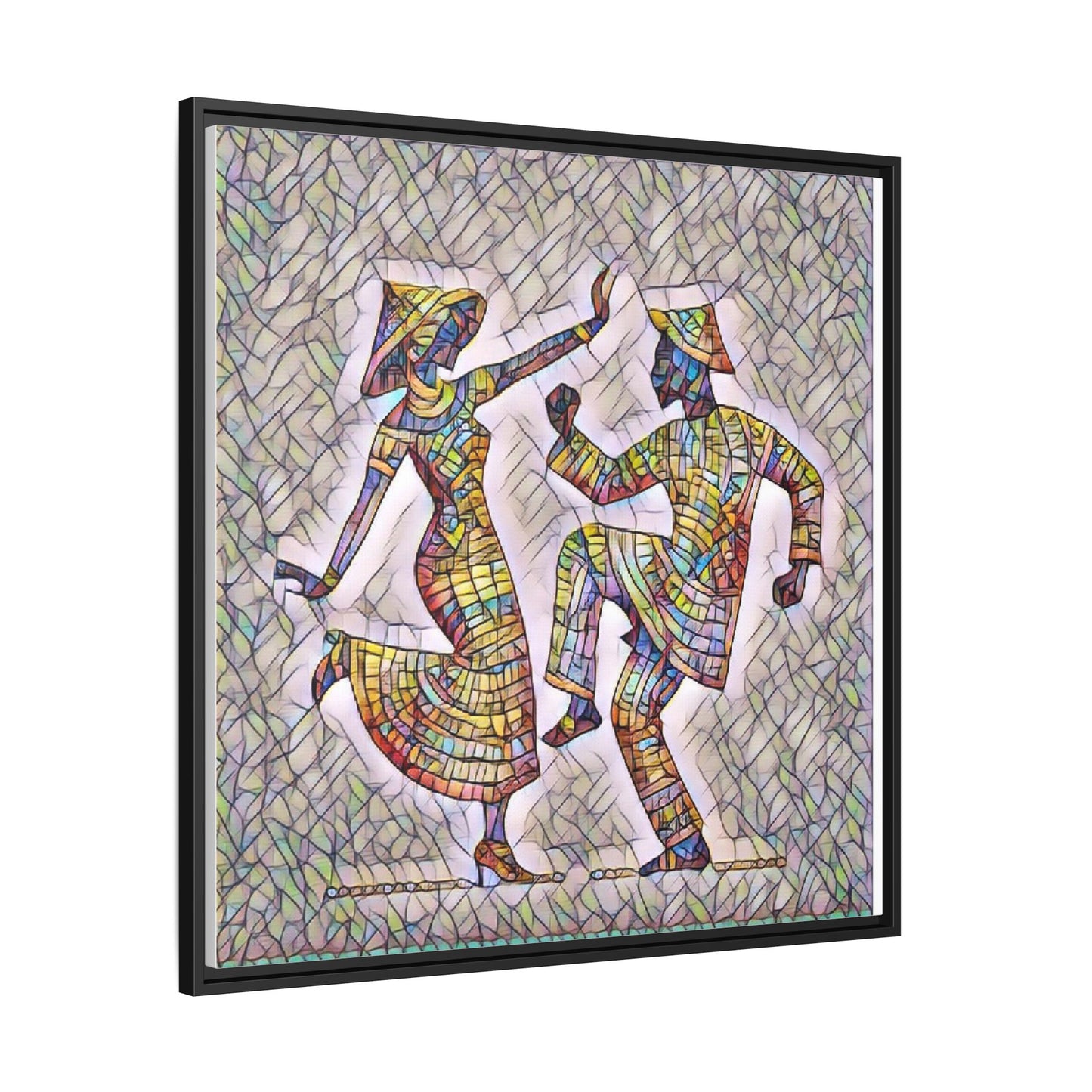 Colorful Folk Dance Matte Canvas Print (Framed)