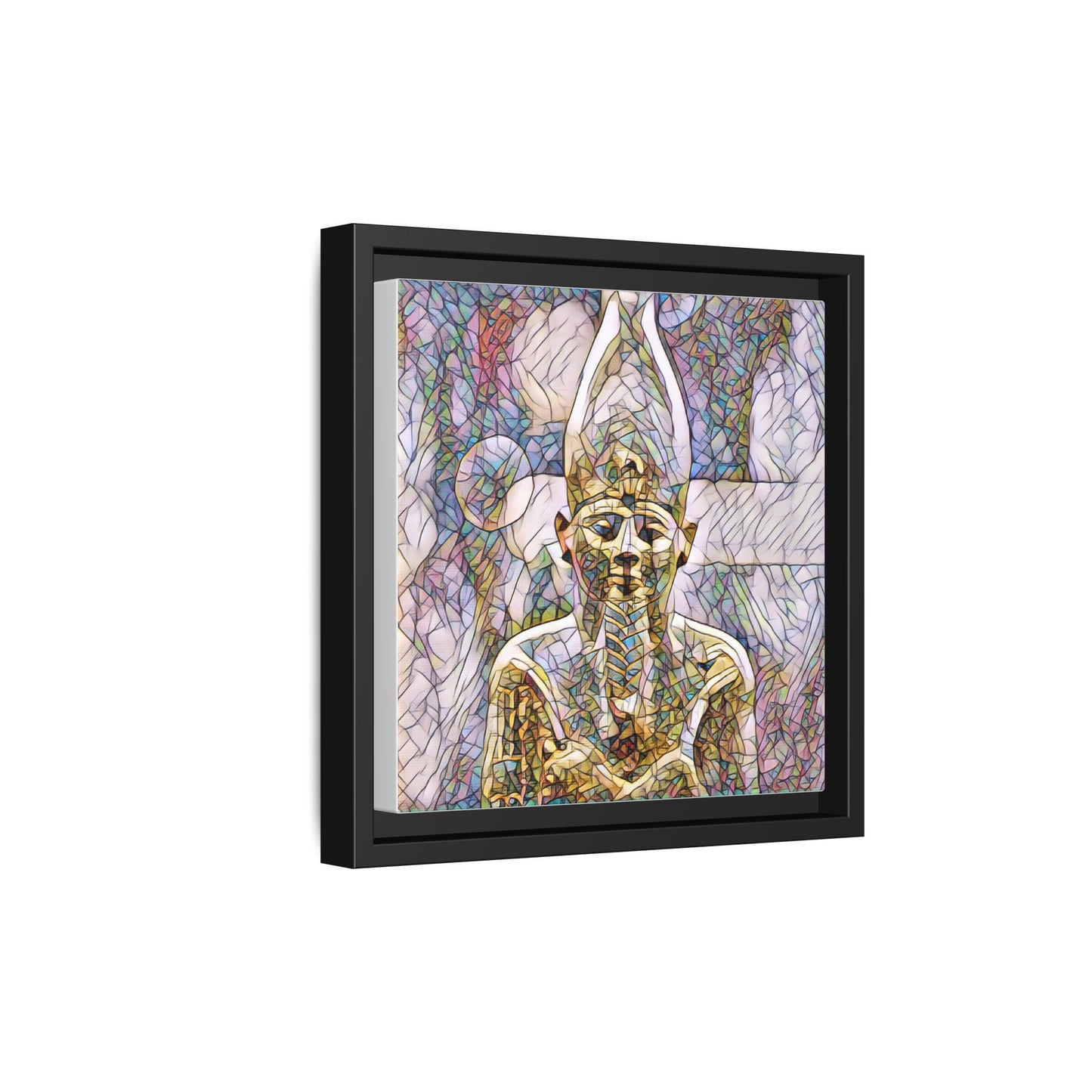 Egyptian Pharaoh Stained-Glass Style Matte Canvas Print, Framed