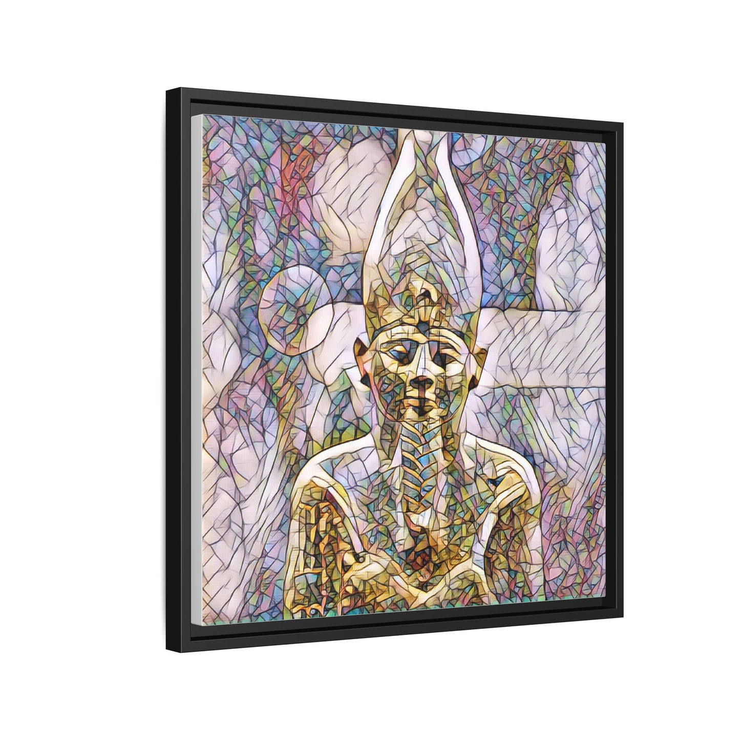Egyptian Pharaoh Stained-Glass Style Matte Canvas Print, Framed