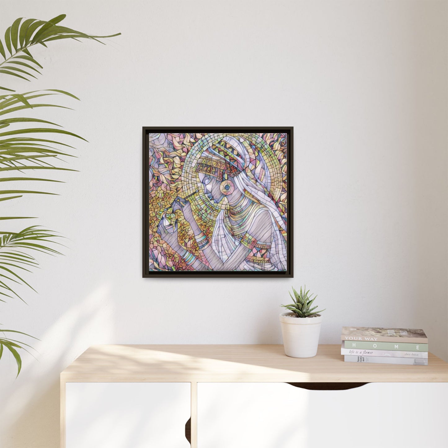 Egyptian Goddess Stained-Glass Matte Canvas (Framed)