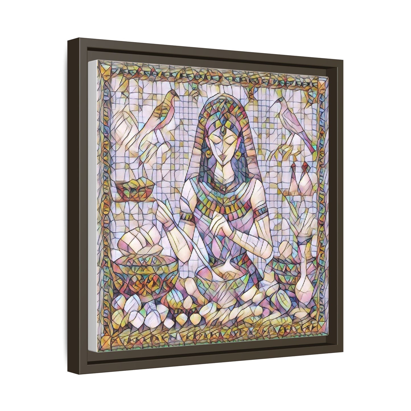 Egyptian Goddess Mosaic Framed Canvas Art
