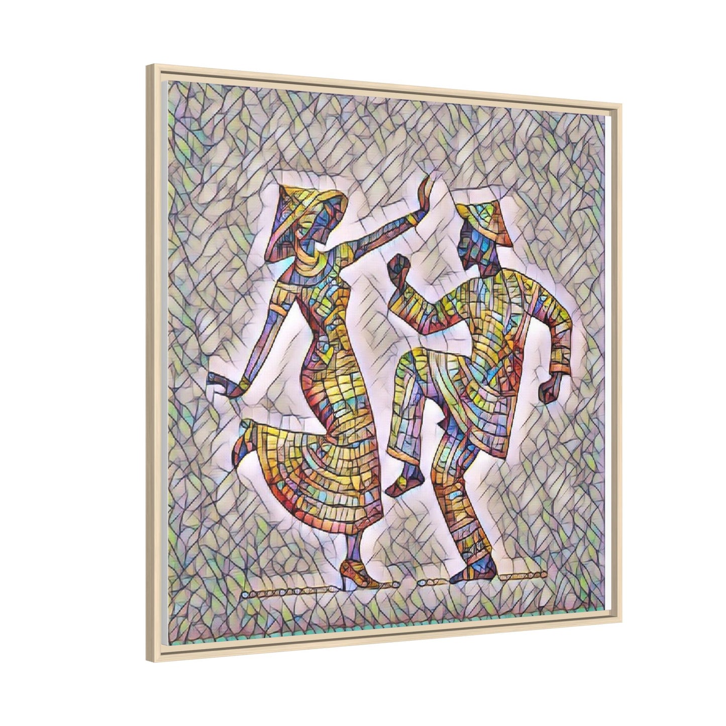 Colorful Folk Dance Matte Canvas Print (Framed)