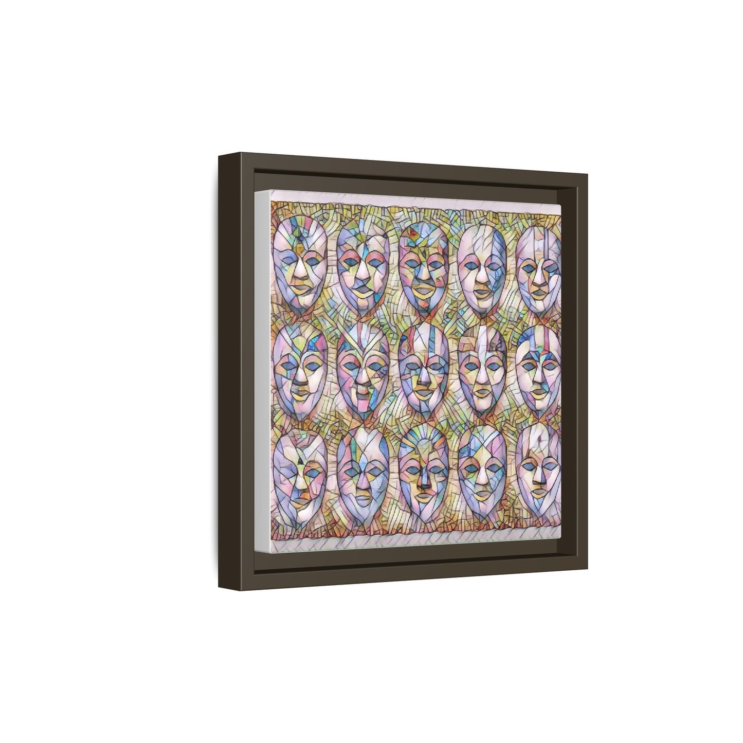 Abstract Mask Art Matte Canvas Print — Framed Multicolor Wall Art