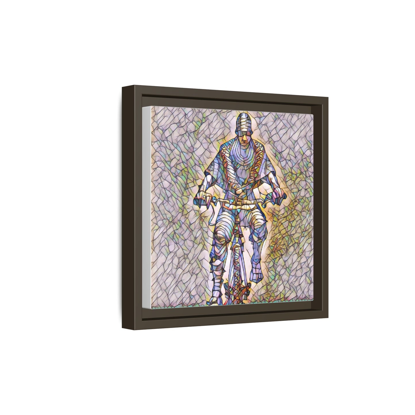 Framed Matte Canvas Art - Stylized Cyclist Illustration