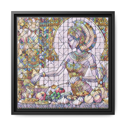 Egyptian Goddess Stained Glass Style Framed Canvas Art