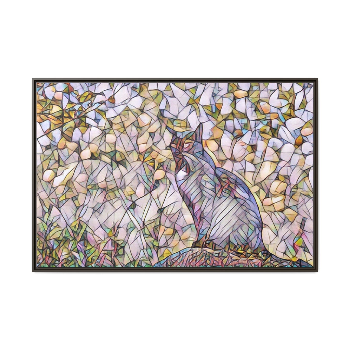 Framed Canvas Art - Stained Glass Heron Nature Print