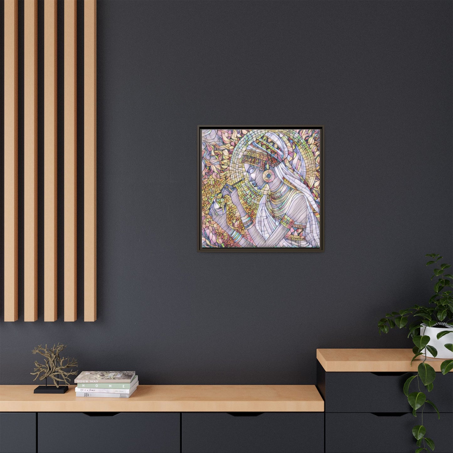 Egyptian Goddess Stained-Glass Matte Canvas (Framed)