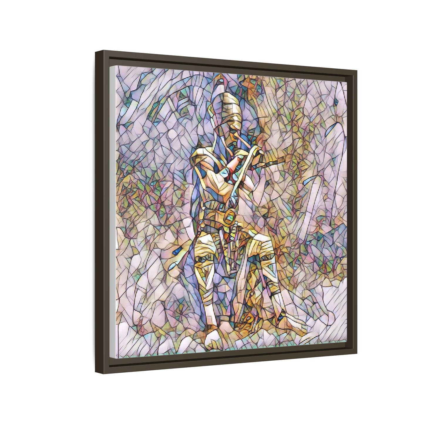 Framed Matte Canvas - Stained Glass Knight Artwork