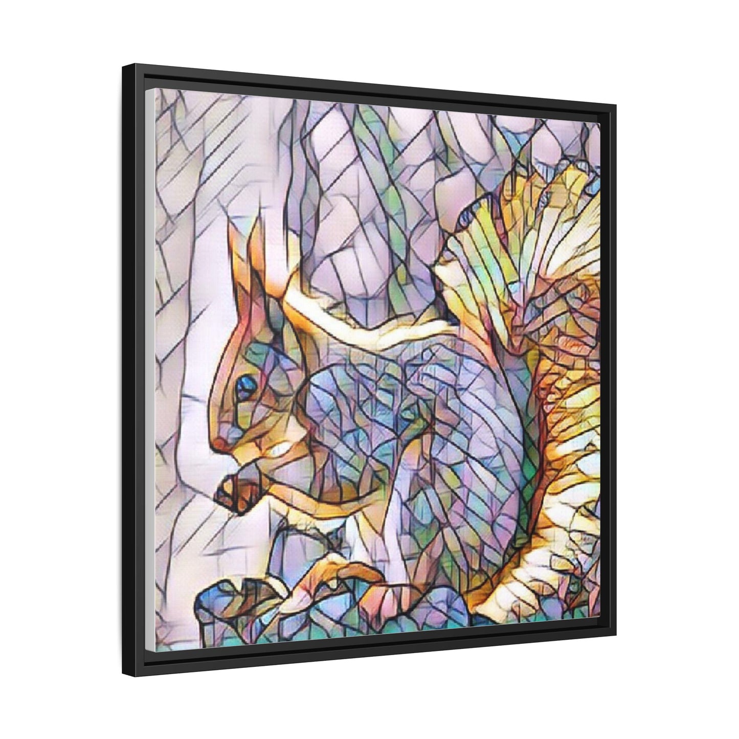 Framed Squirrel Mosaic Matte Canvas Wall Art
