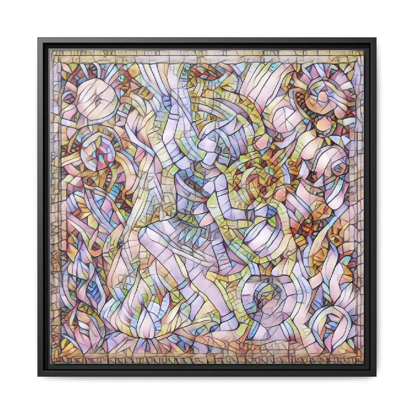 Abstract Stained Glass Dance Matte Framed Canvas