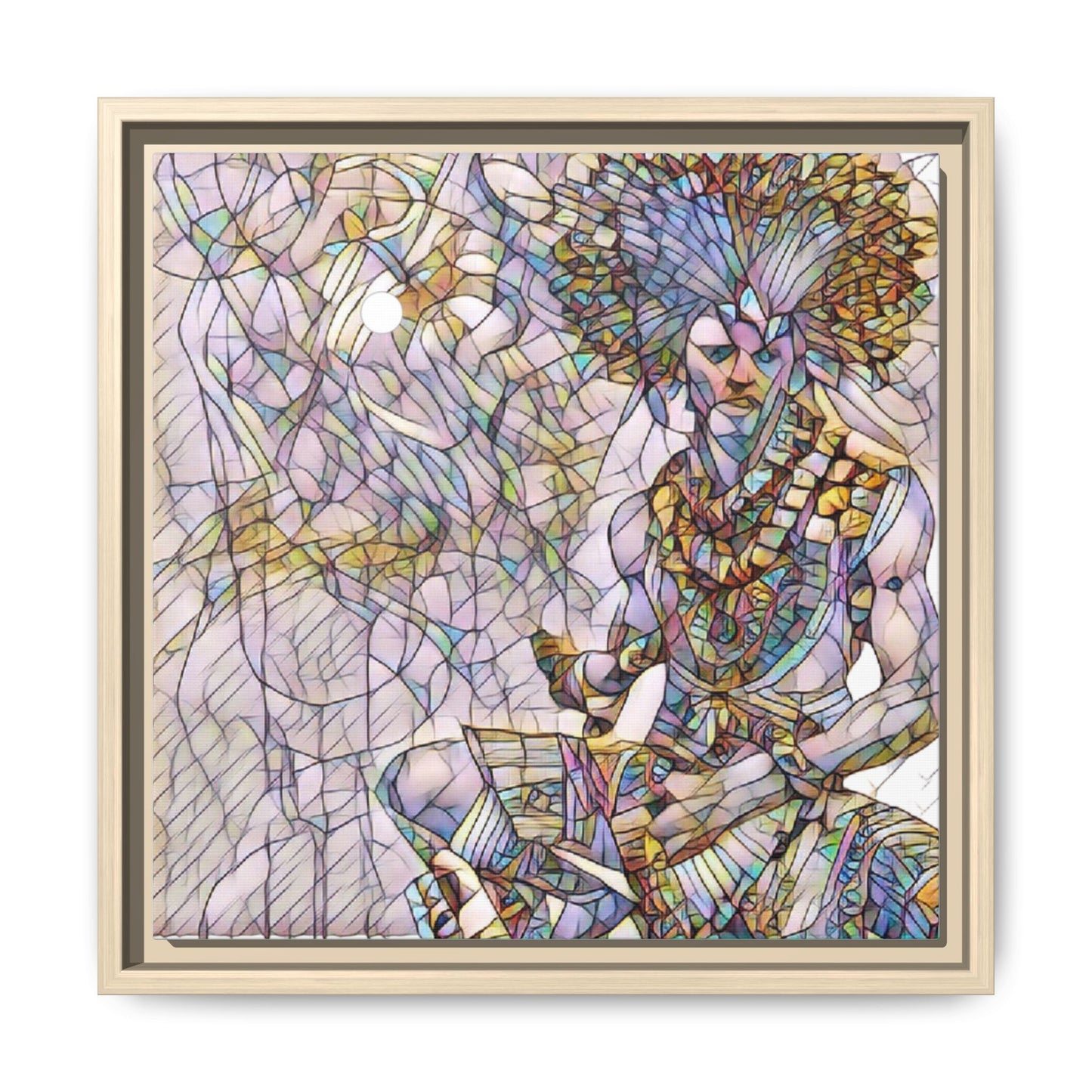 Framed Matte Canvas Art — Colorful Tribal Warrior Illustration