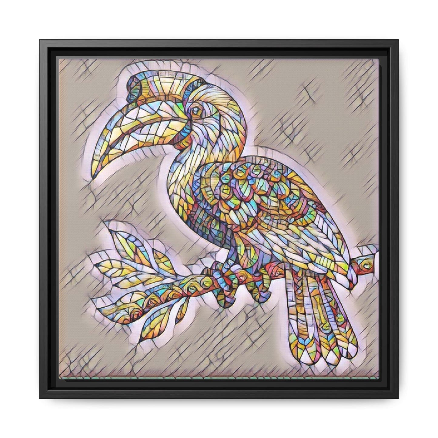 Colorful Stained Glass Toucan Matte Canvas Framed Wall Art