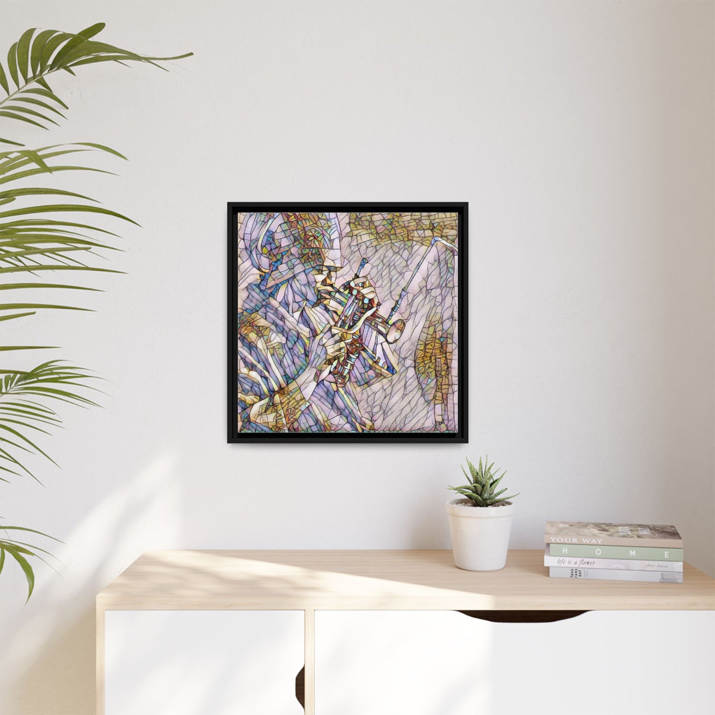 Framed Abstract Trumpet Player Matte Canvas Art