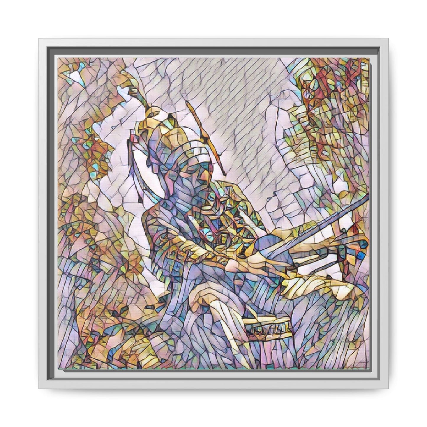 Framed Archery Canvas Print — Stained-Glass Archer Wall Art