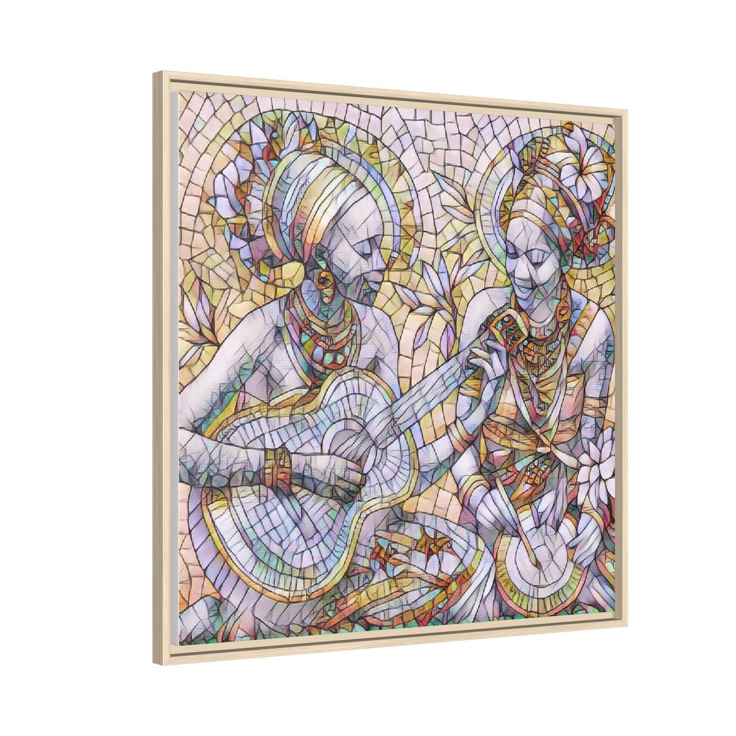 Framed Canvas Art – Colorful Mosaic Musicians Wall Decor