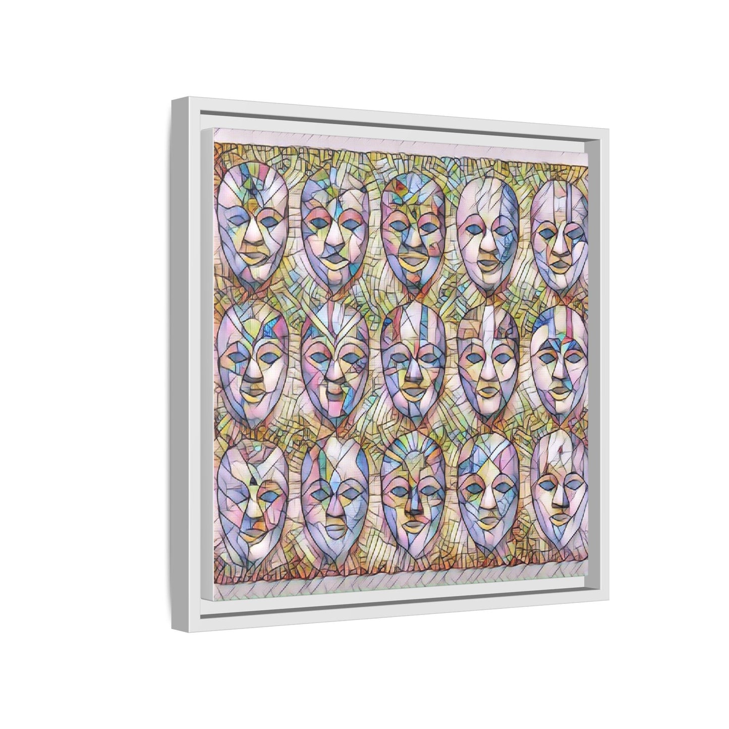 Abstract Mask Art Matte Canvas Print — Framed Multicolor Wall Art