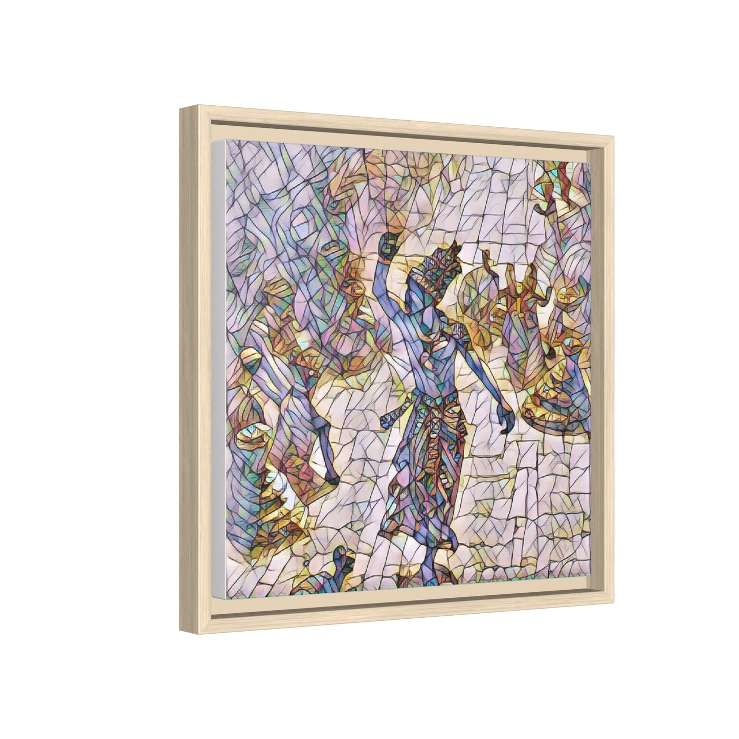 Framed Canvas Art — Colorful Mosaic Krishna Dance Print
