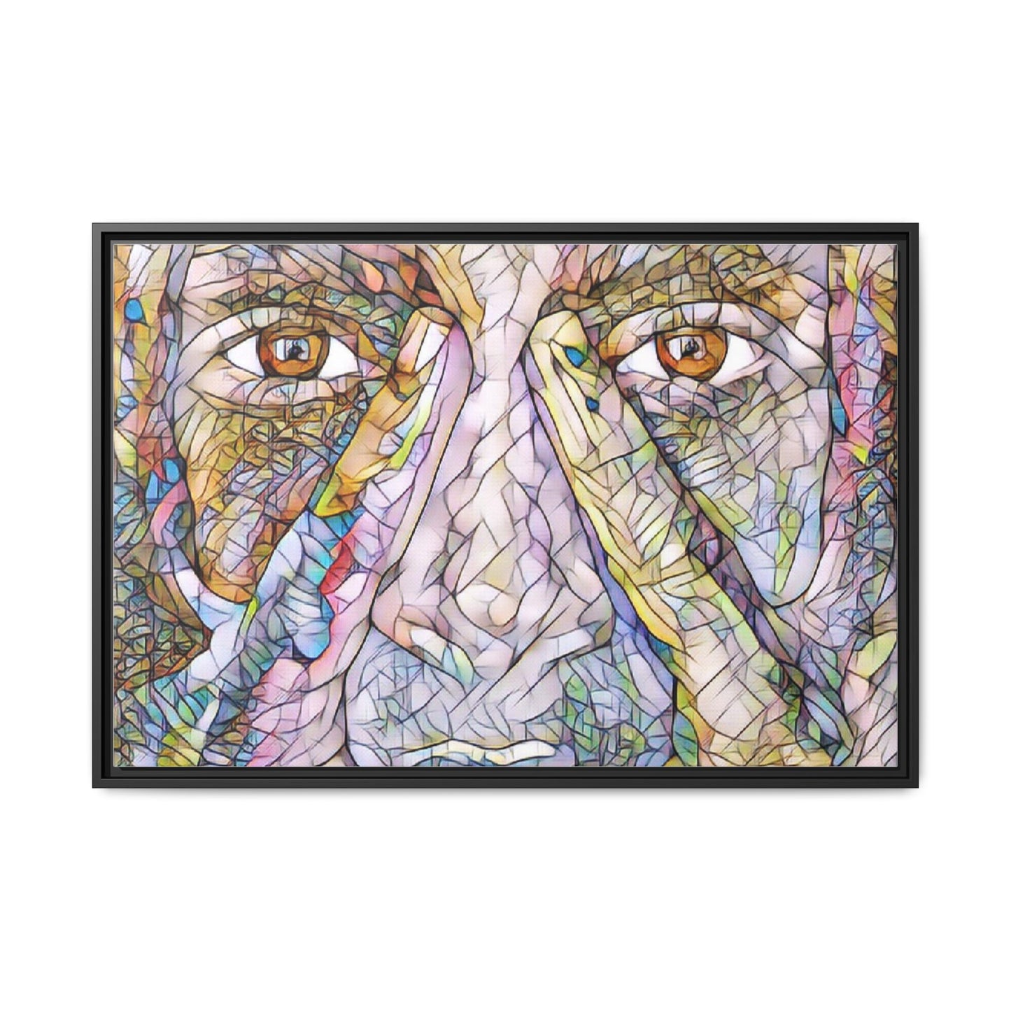 Abstract Stained-Glass Face Matte Canvas Framed Wall Art