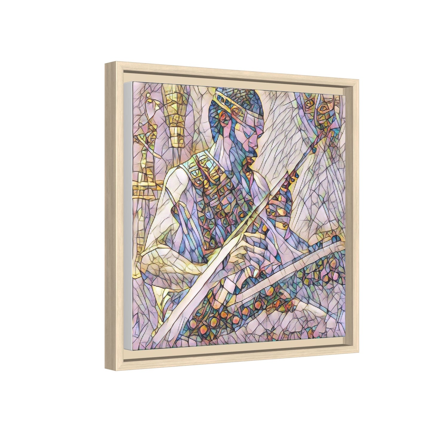 Framed Matte Canvas — Abstract Musician Stained-Glass Art Print