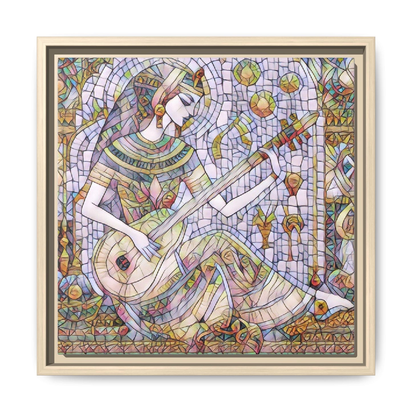 Egyptian Muse Mosaic Matte Canvas Framed Wall Art