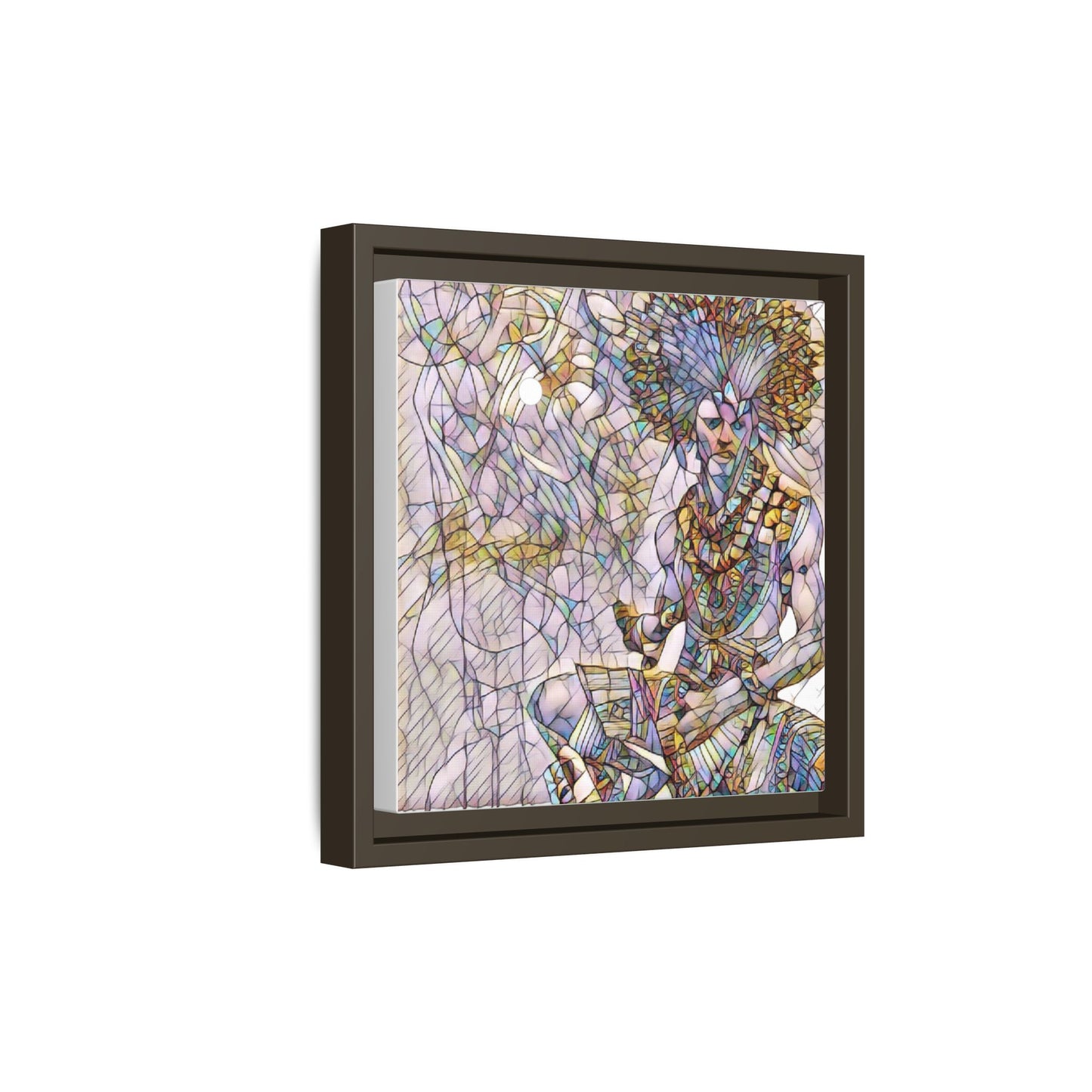 Framed Matte Canvas Art — Colorful Tribal Warrior Illustration