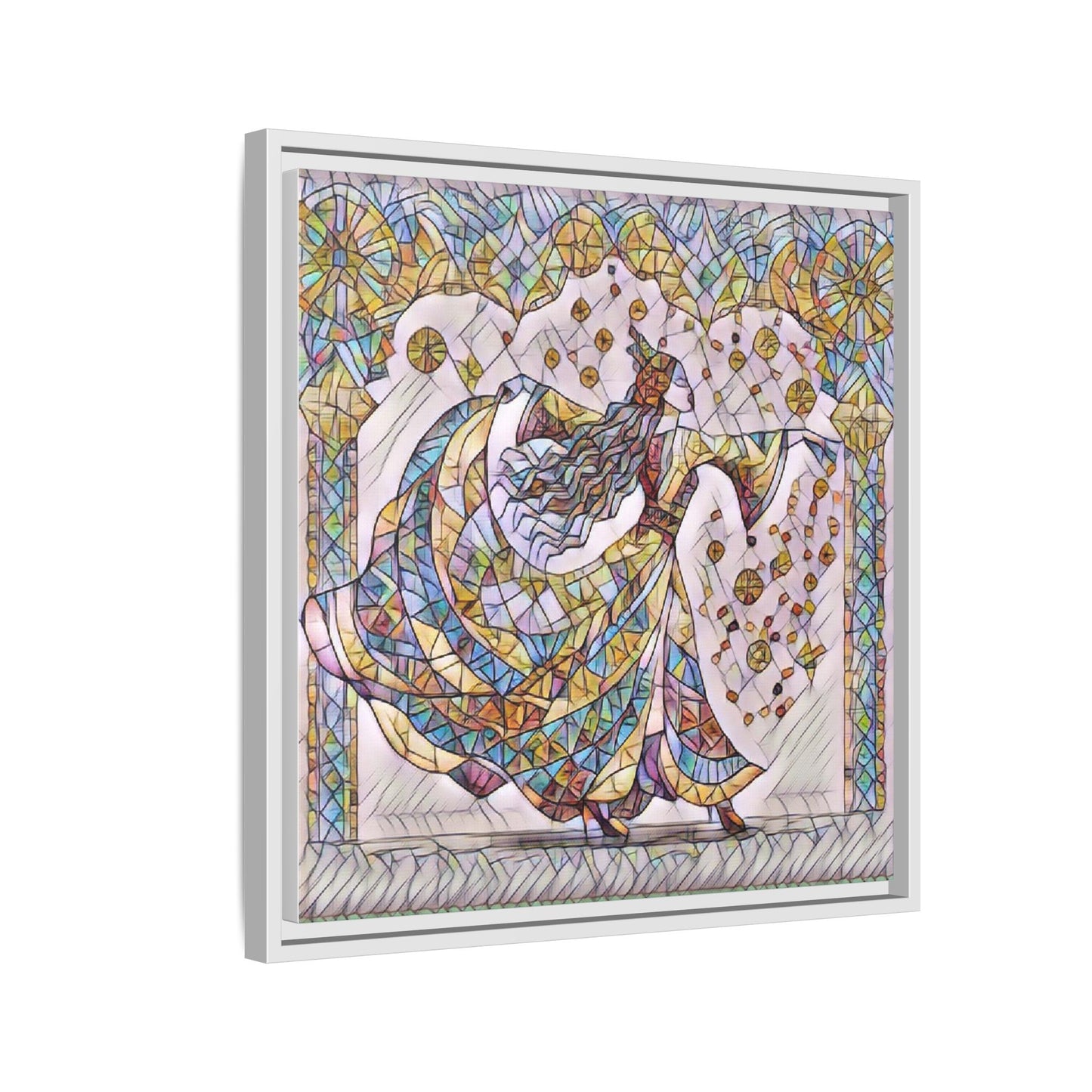 Stained Glass Dancing Dervish Framed Canvas Art