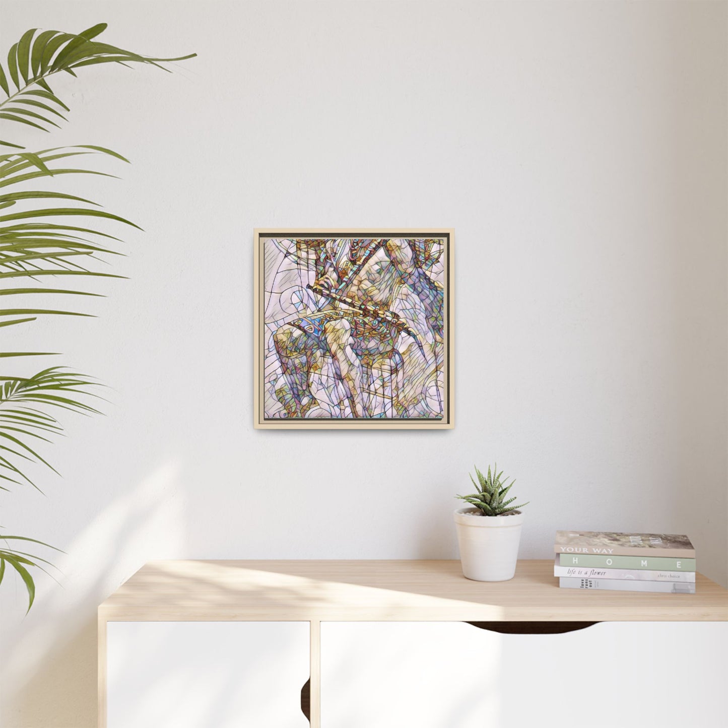 Framed Abstract Musician Canvas Art — Multi‑Color Jazz Saxophone Print
