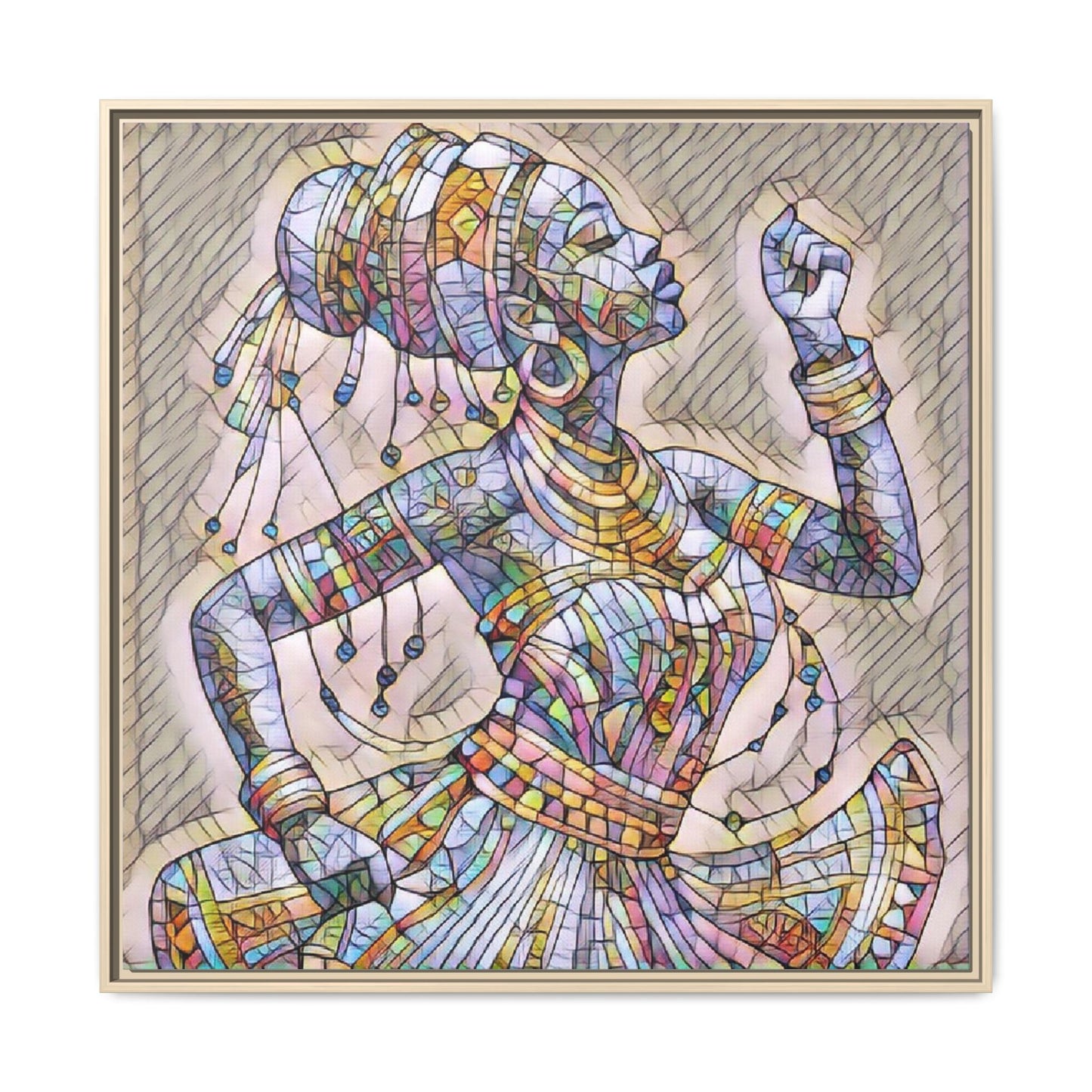 Framed Canvas Art — Colorful Mosaic Dancer