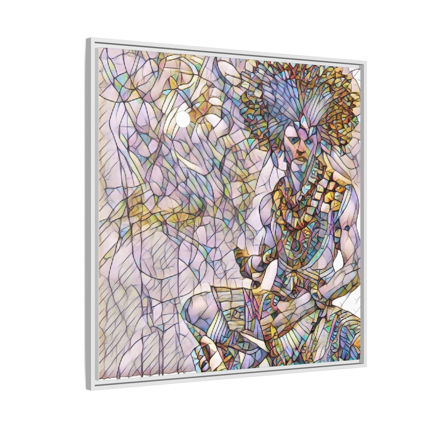 Framed Matte Canvas Art — Colorful Tribal Warrior Illustration