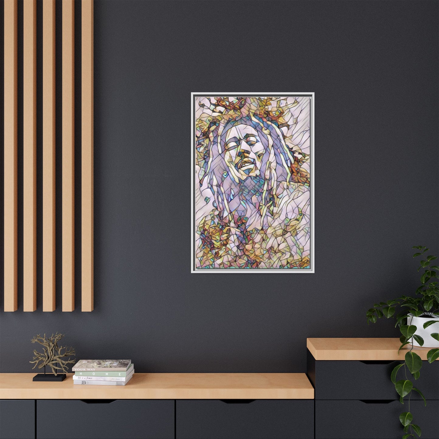 Abstract Multicolor Portrait Matte Canvas Framed Wall Art