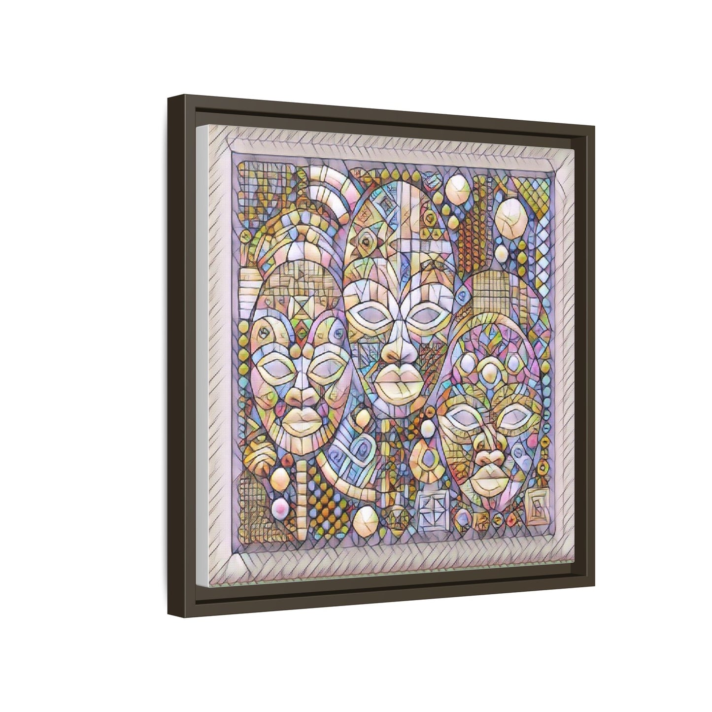 Abstract African Mask Art — Framed Matte Canvas Wall Art