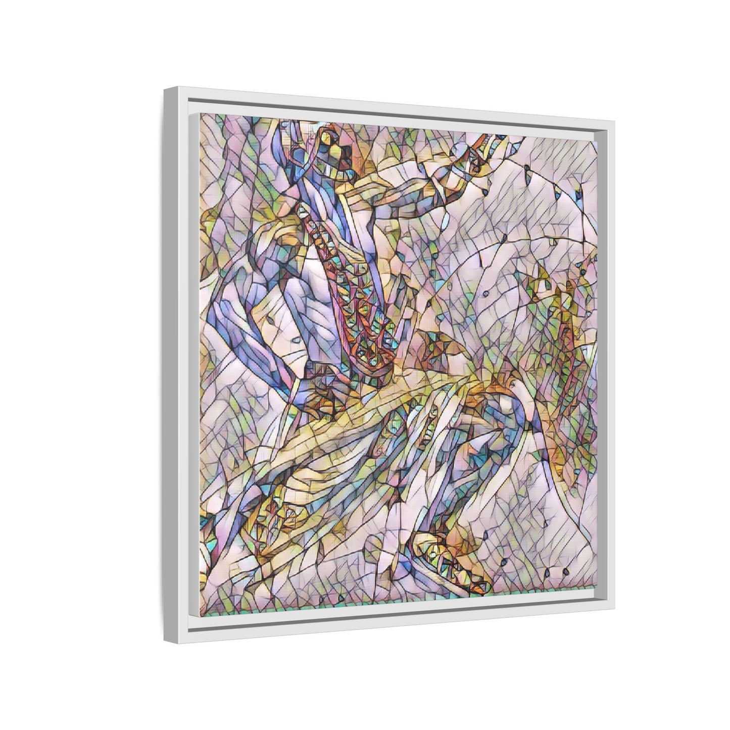 Abstract Stained-Glass Dancers — Framed Matte Canvas Art