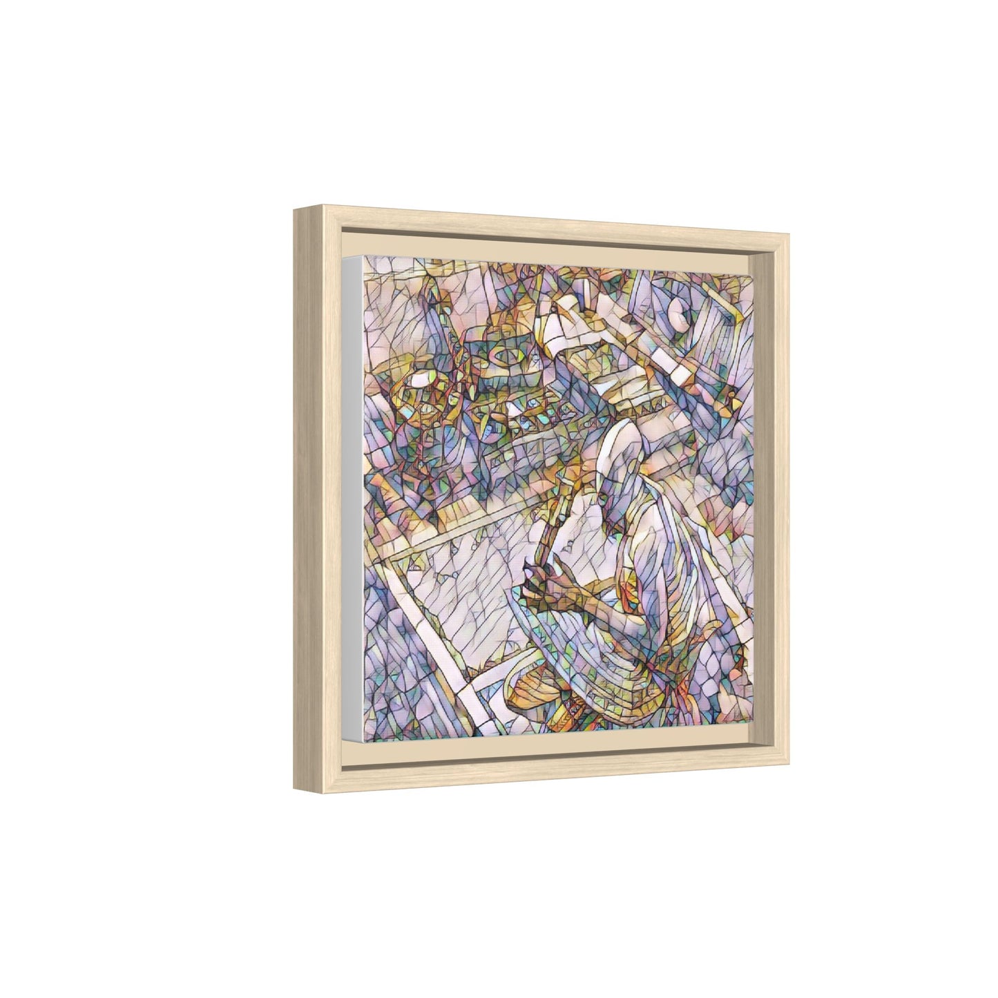 Stained-Glass DJ Matte Canvas Print (Framed) — Colorful Music Room Wall Art