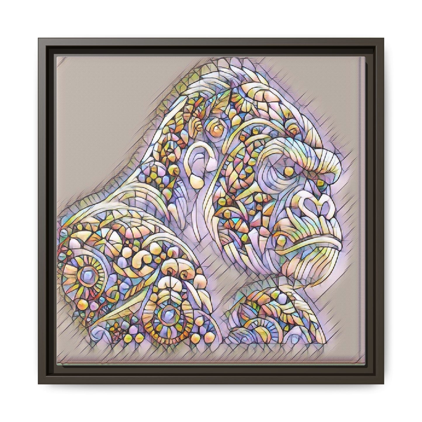 Colorful Ornate Gorilla Matte Canvas Framed Wall Art