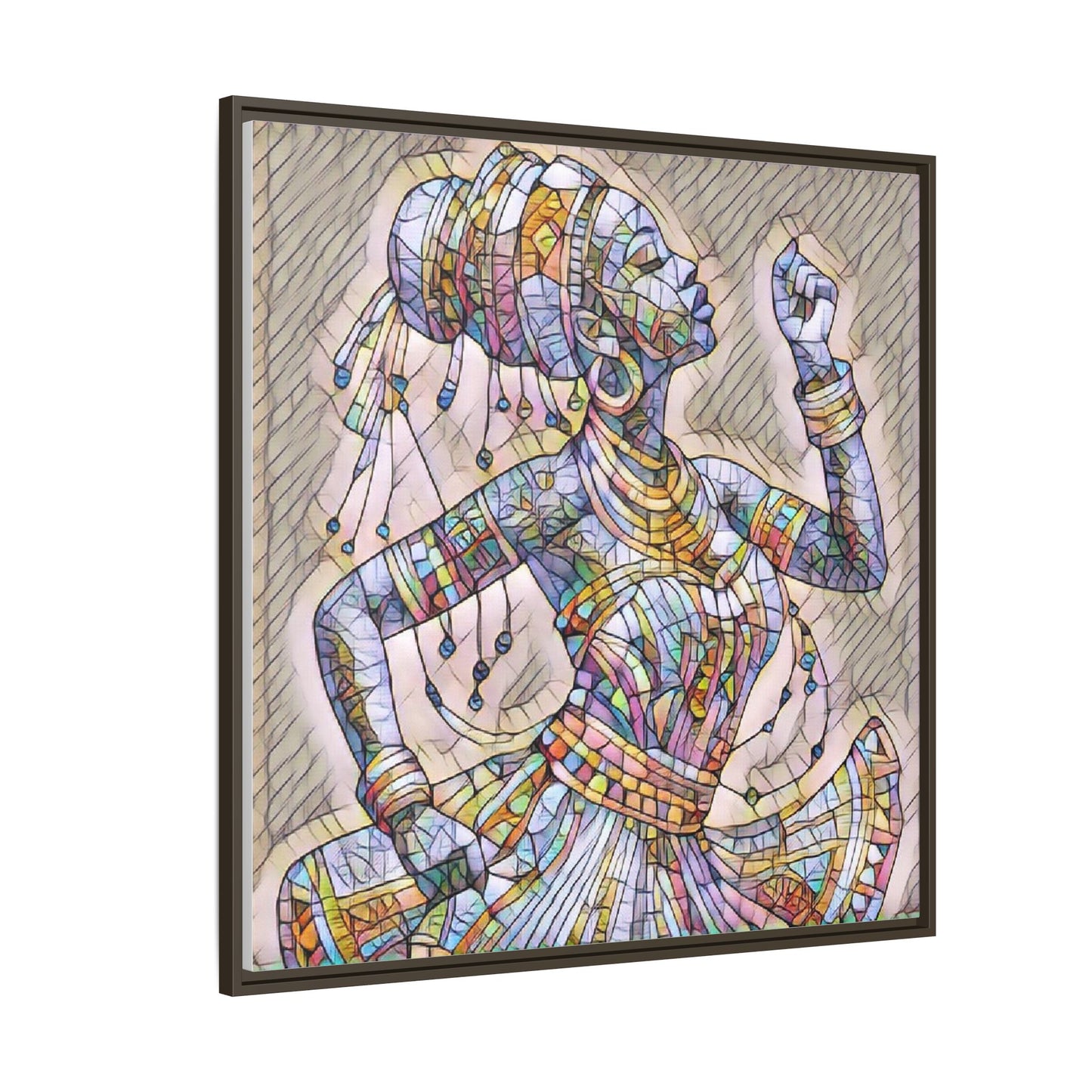 Framed Canvas Art — Colorful Mosaic Dancer