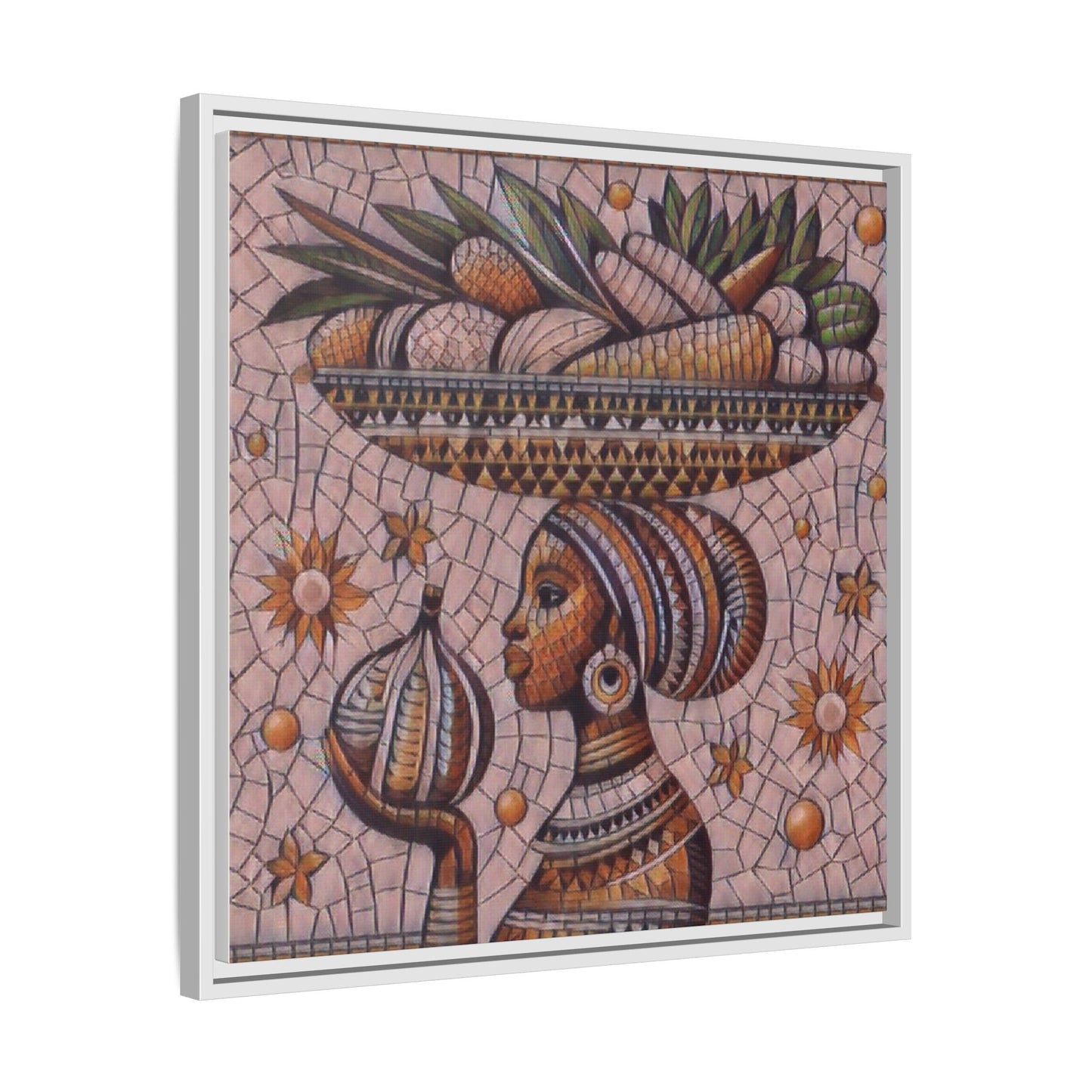Egyptian Mosaic Goddess Matte Framed Canvas Wall Art