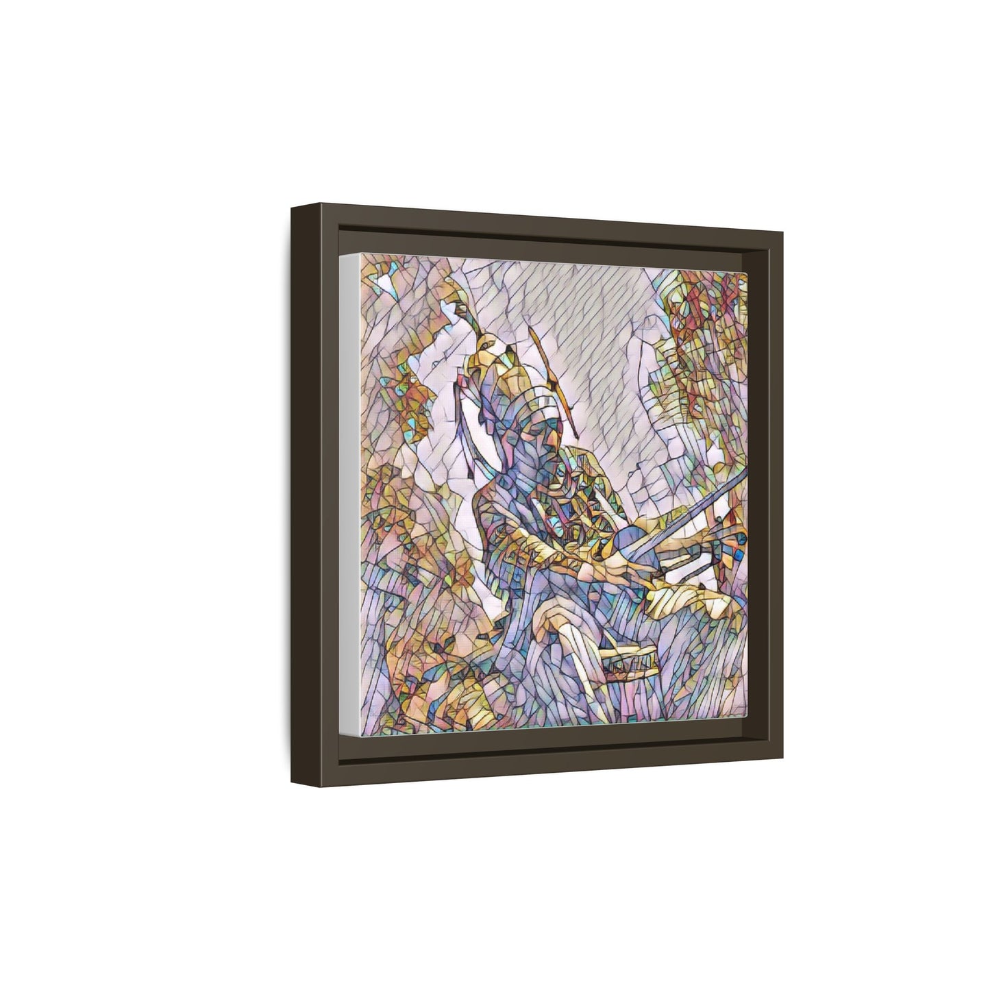Framed Archery Canvas Print — Stained-Glass Archer Wall Art