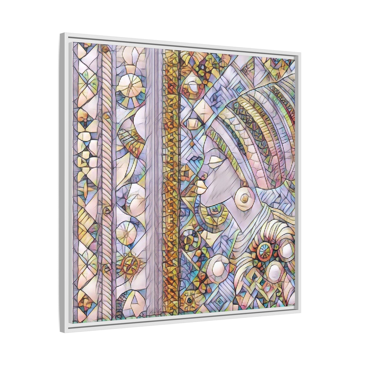 Afrocentric Stained-Glass Portrait Matte Framed Canvas