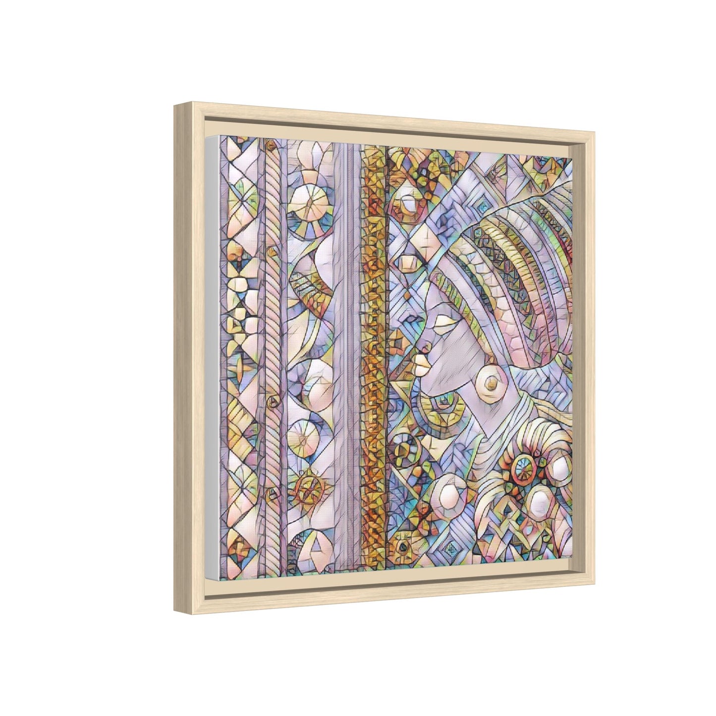 Afrocentric Stained-Glass Portrait Matte Framed Canvas