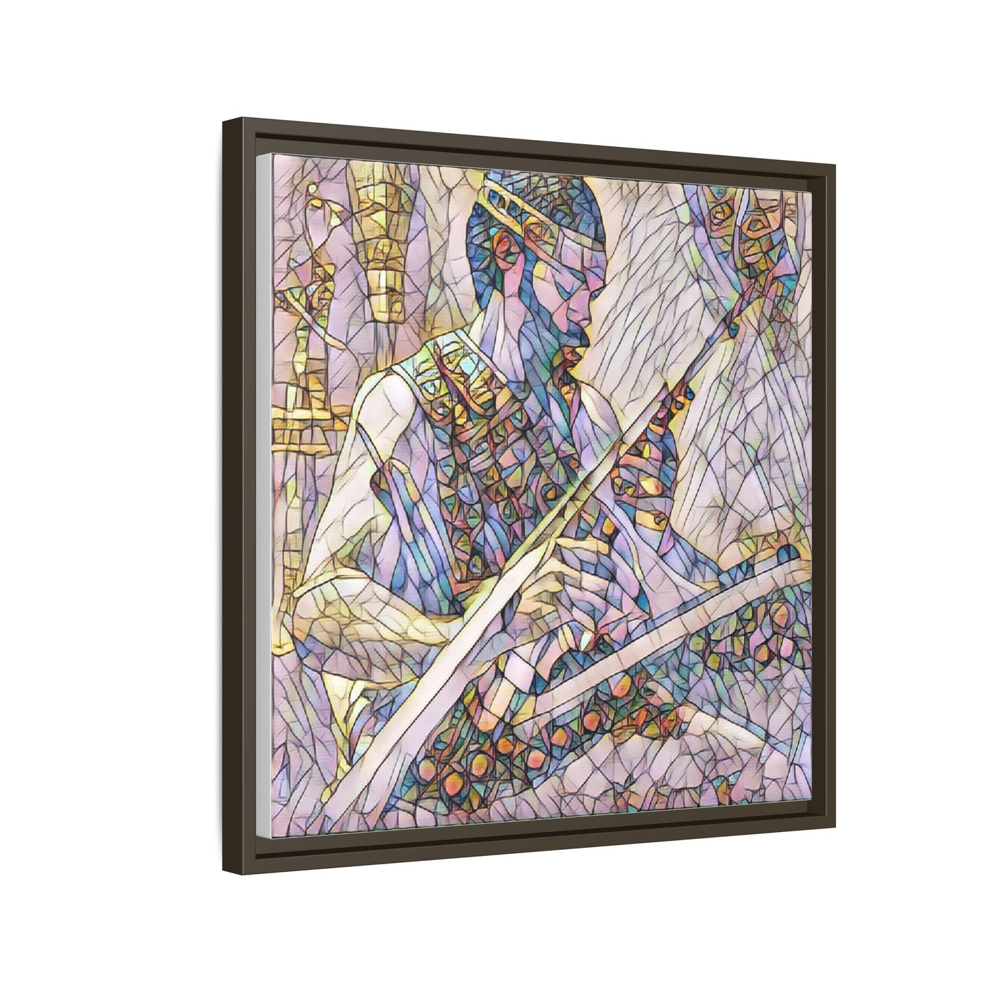 Framed Matte Canvas — Abstract Musician Stained-Glass Art Print