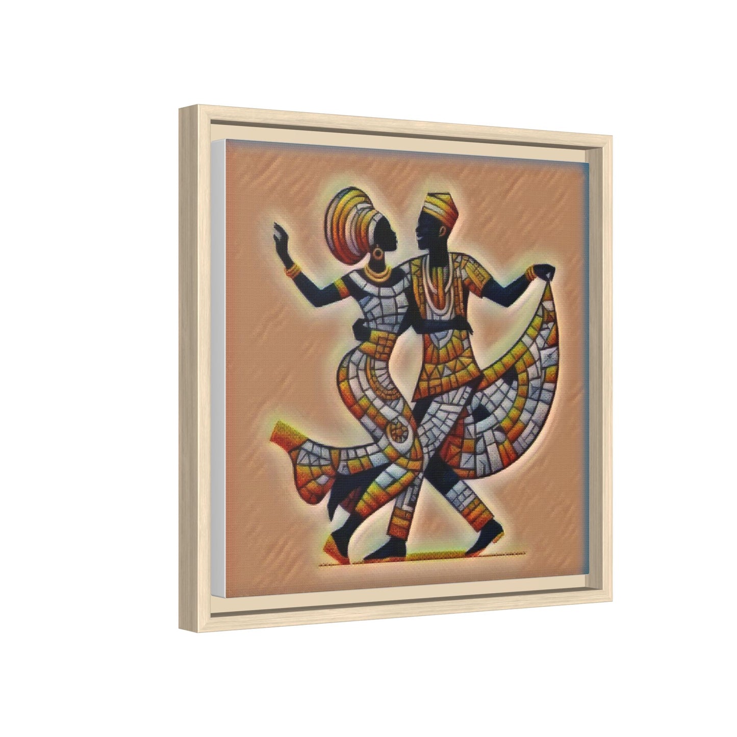 Framed African Dance Mosaic Art Print — Matte Canvas Wall Decor