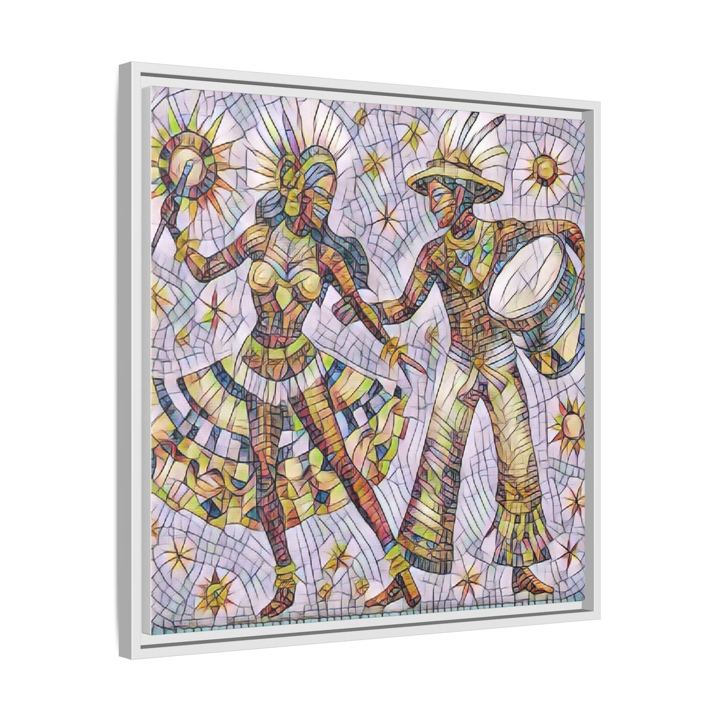 Carnival Dancers Framed Canvas Art — Colorful Samba Rhythm Wall Decor