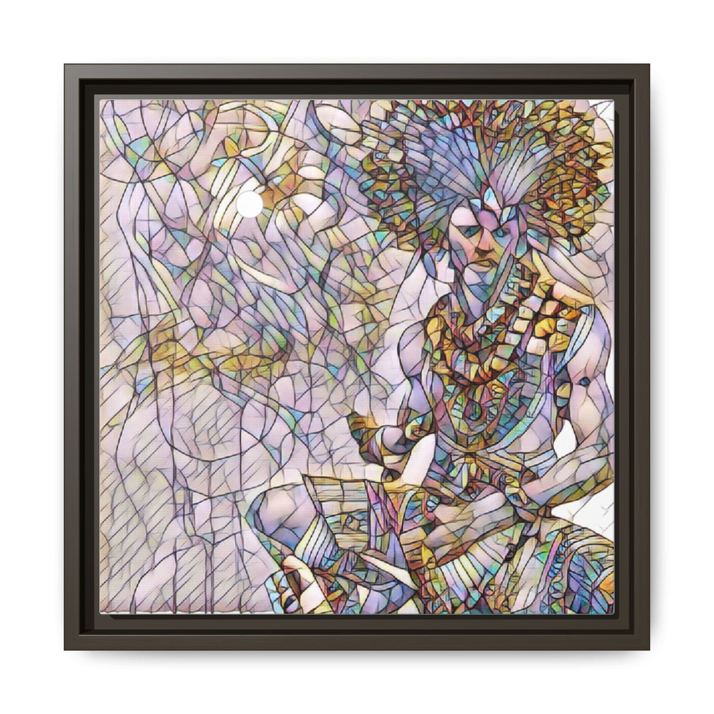 Framed Matte Canvas Art — Colorful Tribal Warrior Illustration