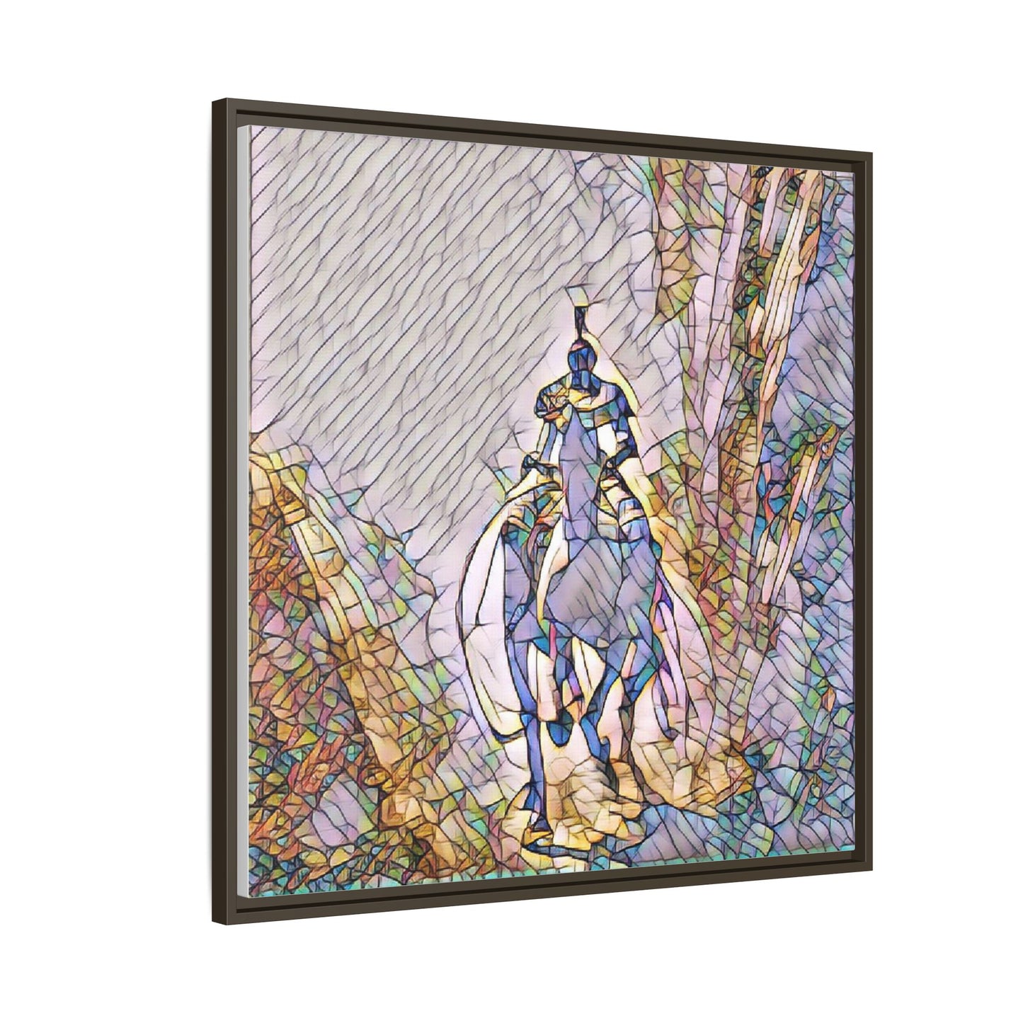 Stained-Glass Knight Matte Framed Canvas Wall Art